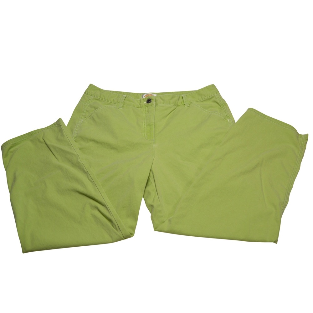 Talbots‎ Minimalist Everyday Summer Lime Green Cotton Stretch Crop Pants Size 12